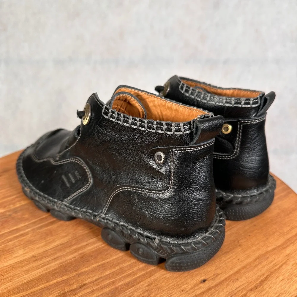 Jing Pin Shi Shang Leather Chukka Boots Mens 9 Black Good Whipstitch Lug